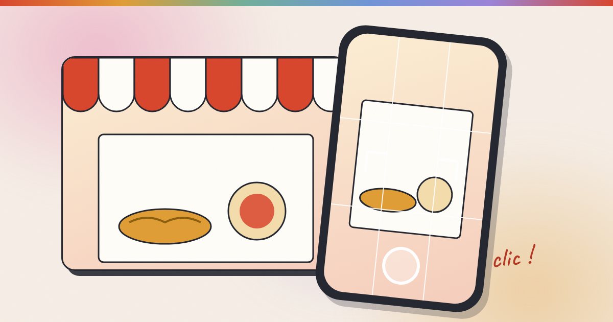 Illustration : un téléphone qui cadre la vitrine d'une boulangerie