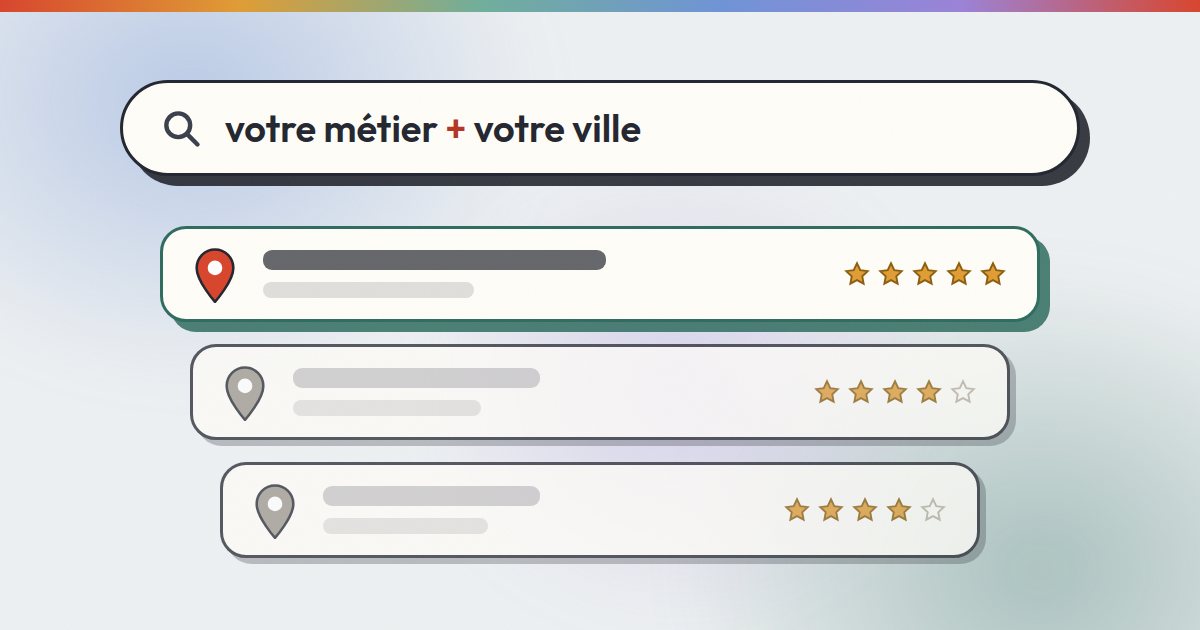 Illustration : une recherche « votre métier + votre ville » et trois résultats locaux