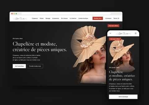 Boutique en ligne d'Efti Cianko sur ordinateur et sur téléphone