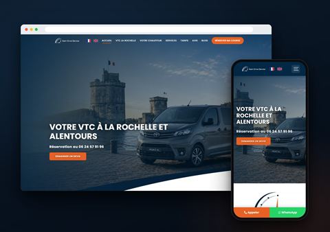 Site de Sam Drive Service sur ordinateur et sur téléphone